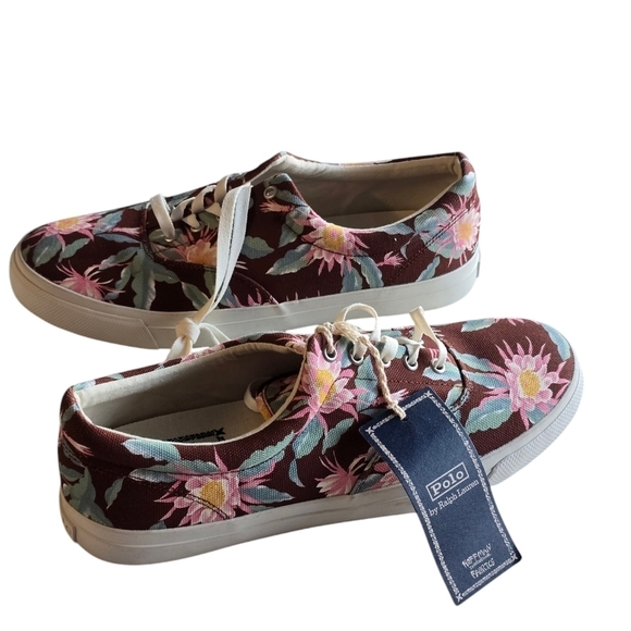 Polo Ralph Lauren Sneakers Men 11.5D Harpoon Hoffman Floral Fabrics Colorful - Picture 1 of 15